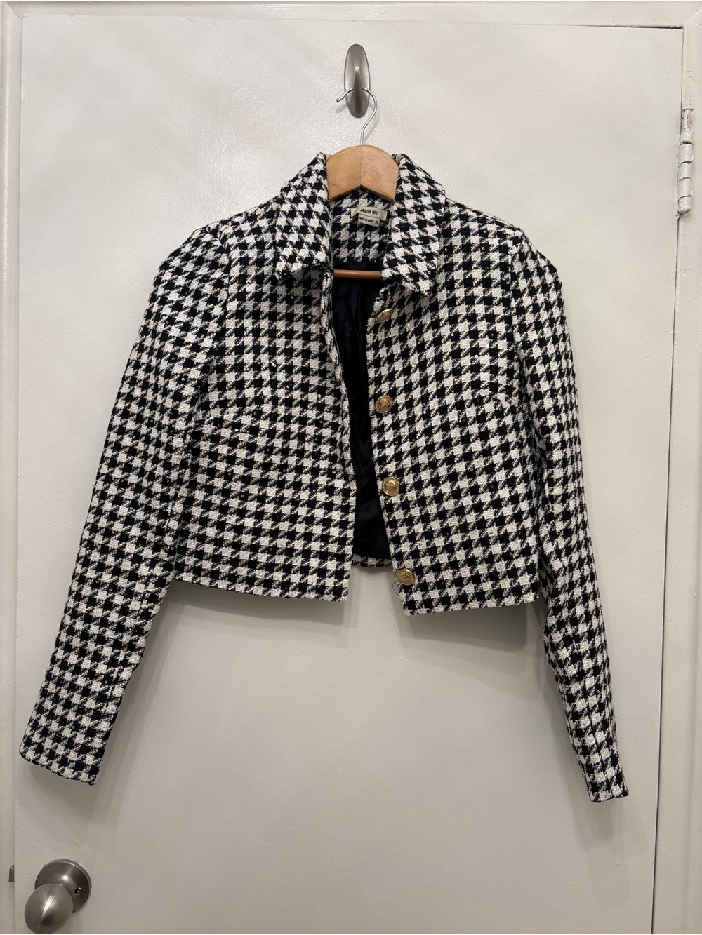 Jason Wu Black and White Cropped Houndstooth Jacket